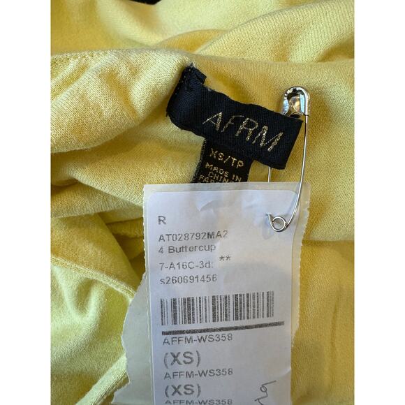 AFRM Backless Top Pale Yellow XS Long Sleeve Bodycon Slinky Pozi $58 NEW no Tag - Picture 8 of 8